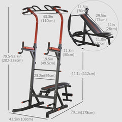 Power Tower Pull Up Bar Station for Home Gym Training Workout Equipment With Sit Up Bench
