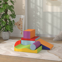 7 Pieces Soft Play Foam Climbing Blocks, Indoor Modular Kids Play Toys for Climbing, Crawling, Sliding, Dark Colour