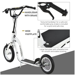 Dual Brakes Kick Scooter 12-Inch Inflatable Front Wheel Ride On Toy for Age 5+, Blue