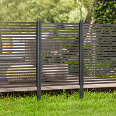Picket Metal Garden Fence for Hard & Soft Ground, 5 ft(H) Standing Outdoor Fencing with Feet, Animal Barrier Flower Bed Landscape Edging, Brown