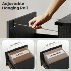 2 Drawer File Cabinet with Silent Slides, Vertical Farmhouse Filing Cabinet Fits Letter/A4 Size Home Office, Black