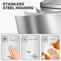 13.2 Gallon Sensor Can, Automatic Garbage Can with Soft-Close Lid, Fingerprint-Proof Stainless Steel, Silver