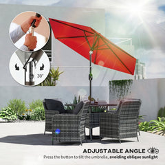 Patio Sun Umbrella, Outdoor Parasol with 6 Ribs, Khaki