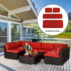 Outdoor 14pc Patio Rattan Sofa Set Cushion Polyester Cover Replacement Set - No Cushion Included Beige