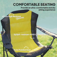 2 Pack Folding Camping Chairs, High Back Folding Chairs w/ Cup Holder, Padded Camping Chairs for Outdoor Events, Cream