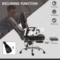 Massage Office Chair, Reclining Executive Office Chair with 6-Point Vibration, Footrest and High Back, Black