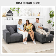 Sectional Couch with Integrated Seat, 3 Seater L-Shaped Sofa with Changeable Chaise, Spring Cushion, 2 Pillows, Beige