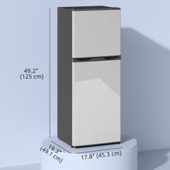 Double Door Mini Fridge with Freezer, 4.6 Cu.Ft Small Refrigerator with Thermostat, Shelves, Reversible Door, Black