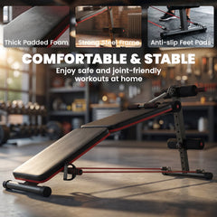 Foldable Sit Up Bench Core Workout for Home Gym Black