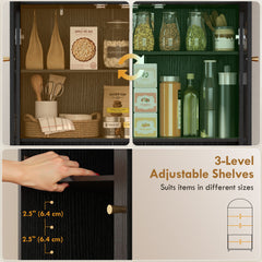 Arched Kitchen Pantry Cabinet, 71" Tall Farmhouse Kitchen Storage Cabinet with Acrylic Glass Doors, Oak