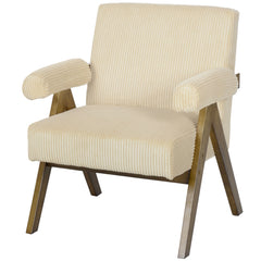 Cashmere Accent Chair Armchair with Wide Seat and Soft Padded Armrests for Reading, Bedroom, Cream White