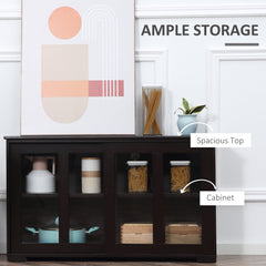 Modern Kitchen Sideboard, Stackable Storage Cabinet, Sliding Glass Door Console, Cupboard Serving Buffet for Kitchen & Dining Room, Black