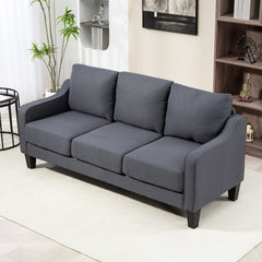 3 Seater Sofa, Modern Couch with Pocket Spring, Linen Upholstered, Thick Padded, Beige