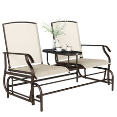 Patio Glider Rocking Chair 2 Person Outdoor Loveseat Rocker Garden Furniture Bench, Grey