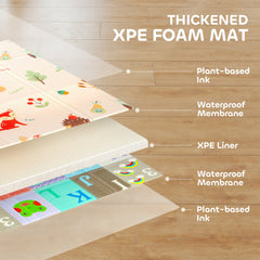 Foldable Baby Plat Mat, 71" x 59" Kids Floor Mat for Crawling and Learning, Number & Animal Theme