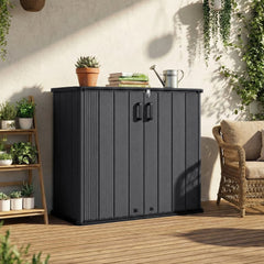 Outdoor 23.5 Cu.ft All-Weather Storage Box with Floor Lockable Door-Black