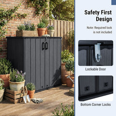 Outdoor 23.5 Cu.ft All-Weather Storage Box with Floor Lockable Door-Black