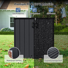 Outdoor 23.5 Cu.ft All-Weather Storage Box with Floor Lockable Door-Black