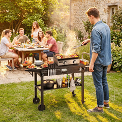 Outdoor Grill Cart, Foldable Grilling Table for Blackstone Griddle with 31” x 17” Tabletop