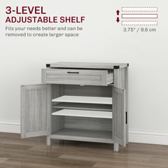 Farmhouse Kitchen Storage Cabinet, Sideboard Buffet Cabinet with 2 Rustic Barn Doors and Drawer, Oak