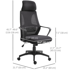 Mesh Office Chair with Up&Down Headrest, Ergonomic Computer Desk Chair with Adjustable Tilt Angle, Height Adjustable Swivel Seat with Lumbar Support for Office, Black