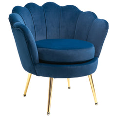 Modern Accent Chair, Velvet-Touch Fabric Leisure Club Chair with Gold Metal Legs for Bedroom, Dark Green