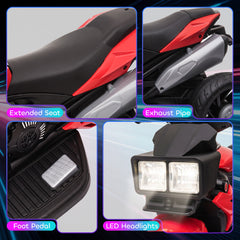 Kids Electric Pedal Motorcycle Ride-On Toy 6V Battery Powered w/ Music Horn Headlights Motorbike for Girls Boy Blue