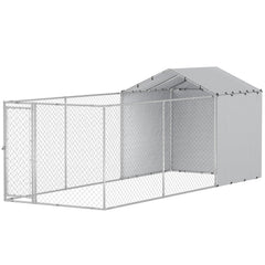 Galvanized Steel Dog Kennel Outdoor with Waterproof & UV-Resistant Cover for Large Dogs, 13.1' x 7.5' x 7.5'