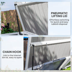 41 Cu. Ft. Outdoor Storage Shed, Outdoor Horizontal Trash Can Storage with Chain Lid, Lockable Storage Box, Grey