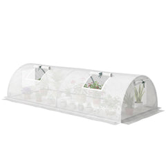 Portable Mini Greenhouse, Tunnel Growing Tent with 5 Mesh Windows and Steel Frame, 7' x 3' x 2', Green
