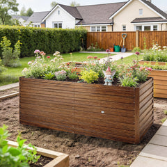 5' x 3' x 2' Raised Garden Bed, Galvanized Planter Box for Growing Flowers, Herbs and Vegetables, Black