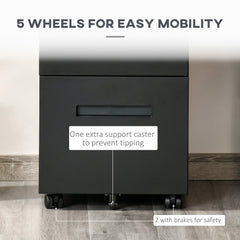 File Cabinet, Vertical Filing Cabinet with Adjustable Partition for A4 Letter Size, Lockable for Office, Black