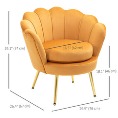 Modern Accent Chair, Velvet-Touch Fabric Leisure Club Chair with Gold Metal Legs for Bedroom, Dark Green