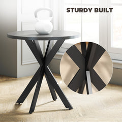29" Dining Table, Contemporary Round Kitchen Table with Steel Legs, Black