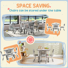 5 Pieces Toddler Table and Chair Set, Height Adjustable Activity Table and Chair Set for Nursery Classroom, Grey