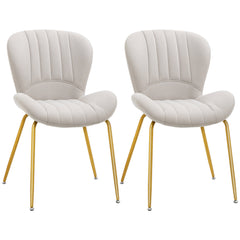 Dining Chairs Set of 2, Modern Accent Chair with Cushioned Backrest, Upholstery for Living Room, Cream White
