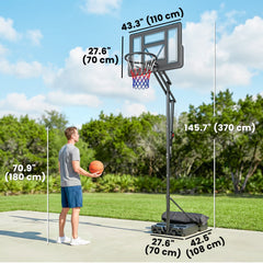 Basketball Hoop, 7.7 FT to 10 FT Adjustable, Portable Basketball Goal with 43'' Shatterproof Backboard,Fillable Base