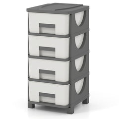 Plastic Storage Organizer with Compact Drawer Cabinet Side Table for Bedroom-Gray