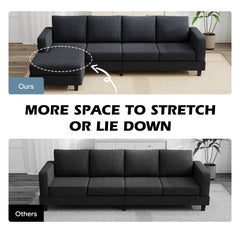 L Shaped Couch, L Shape Sofa with Chaise Lounge and Spring Cushion for Living Room, Bedroom, Beige