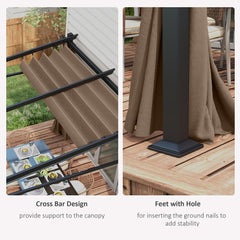 Metal Pergola with Sliding Roof Canopy, Retractable Pergola Canopy, 10' x 10', Beige
