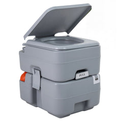 Portable Camping Toilet Porta Potty with Level Indicator and 22 L Detachable Waste Tank-Gray