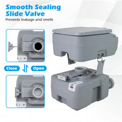 Portable Camping Toilet Porta Potty with Level Indicator and 22 L Detachable Waste Tank-Gray