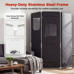 Portable Far Infrared Sauna Box for Home Full Body Sauna Tent-Black