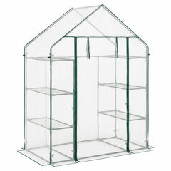 Portable Walk-in Greenhouse with 3 Tiers and 6 Shelves-White