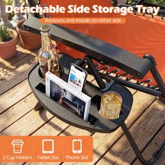 Portable Zero Gravity Chairs with Cup Holder Trays and Backrest-Orange