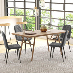 Dining Chairs Set of 4, Upholstered Dining Room Chairs with Steel Legs, Modern Kitchen Chair for Dining Room, Black