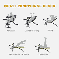 Adjustable Weight Bench, Sit Up Dumbbell Bench, Multi-Functional Purpose Hyper Extension Workout Bench with Adjustable Seat and Back Angle