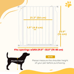 30"- 45" Easy Install Pet Gate w/ Door & Double Locking System, Extra Wide Dog Gate for Stairs, Hallways, White