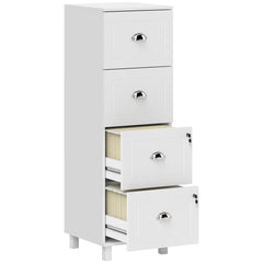 4 Drawer File Cabinet with Lock, Office Filing Cabinet, A4 Letter Size, Hanging File Folders, Black
