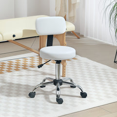 Adjustable Rolling Stool with Removable Backrest, Faux Leather Swivel Stool Chair for Salon Spa, Bar, Massage, Black